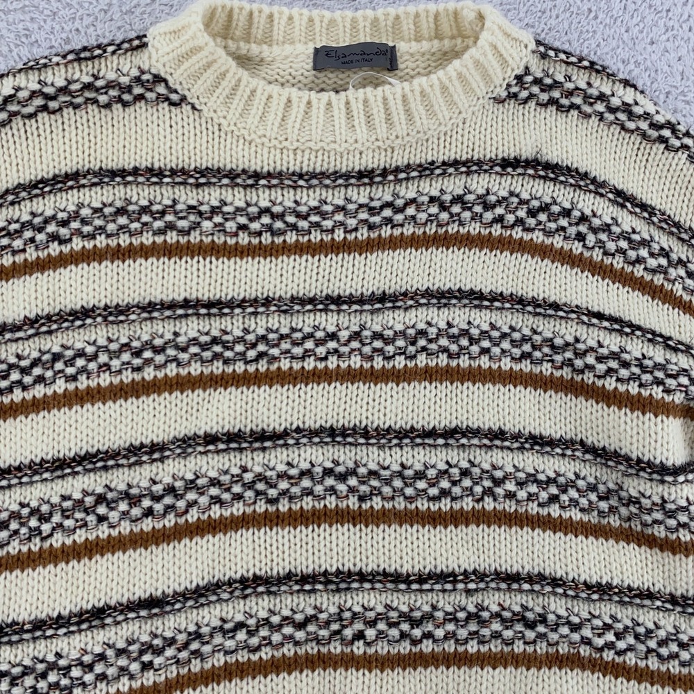 Elsamanda Chunky Knit‎ Wool Blend Sweater Womens BOXY Small Italy Pullover - Picture 2 of 9